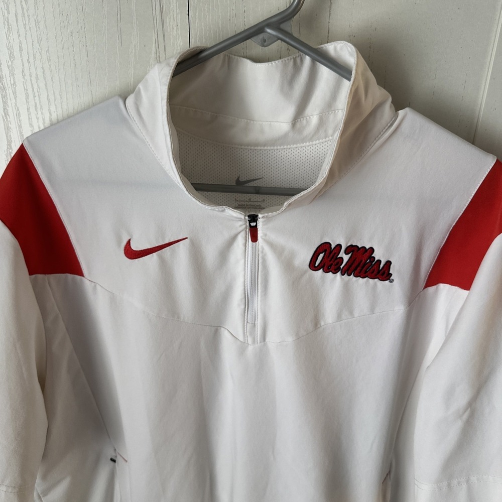 Nike Ole Miss Nike On Field Apparel Dri-fit Polo Shirt 1/4 Zip Size Large